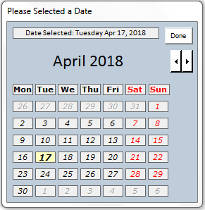 Custom Excel Date Picker